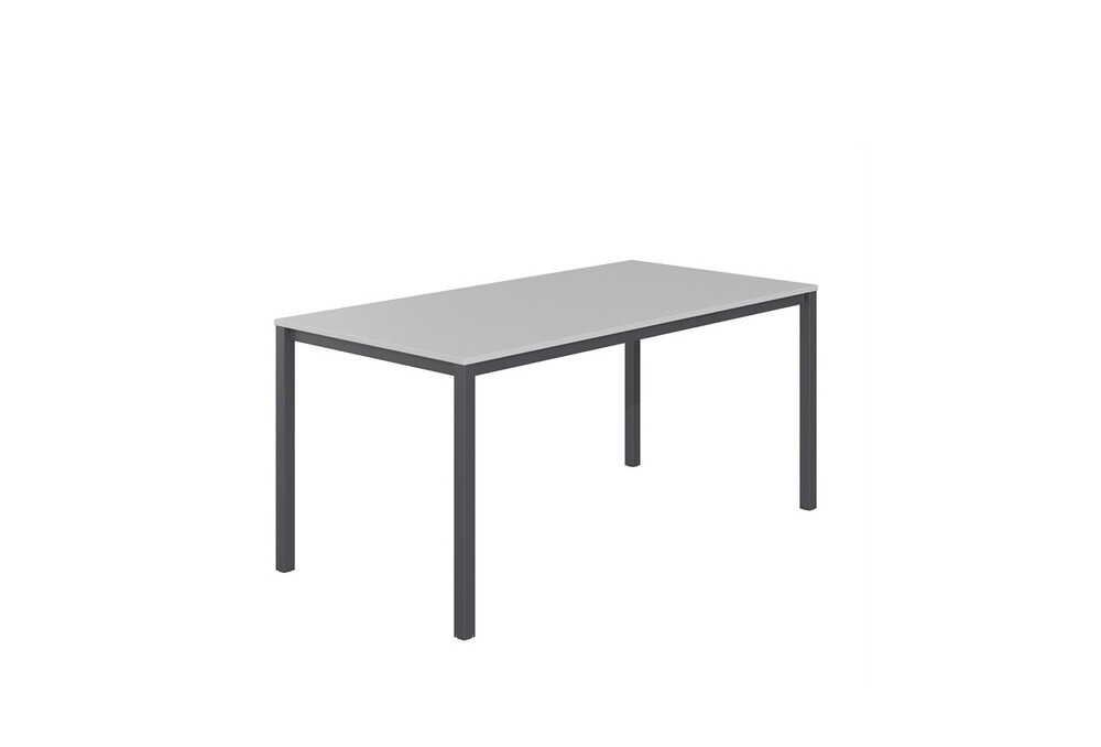 Γραφείο εργασίας Dromeas σειράς Tetra διάστασης 160Χ60Χ73Η με σκελετό σε απόχρωση Μαυρο και επιφάνεια σε απόχρωση γκρι ασημί