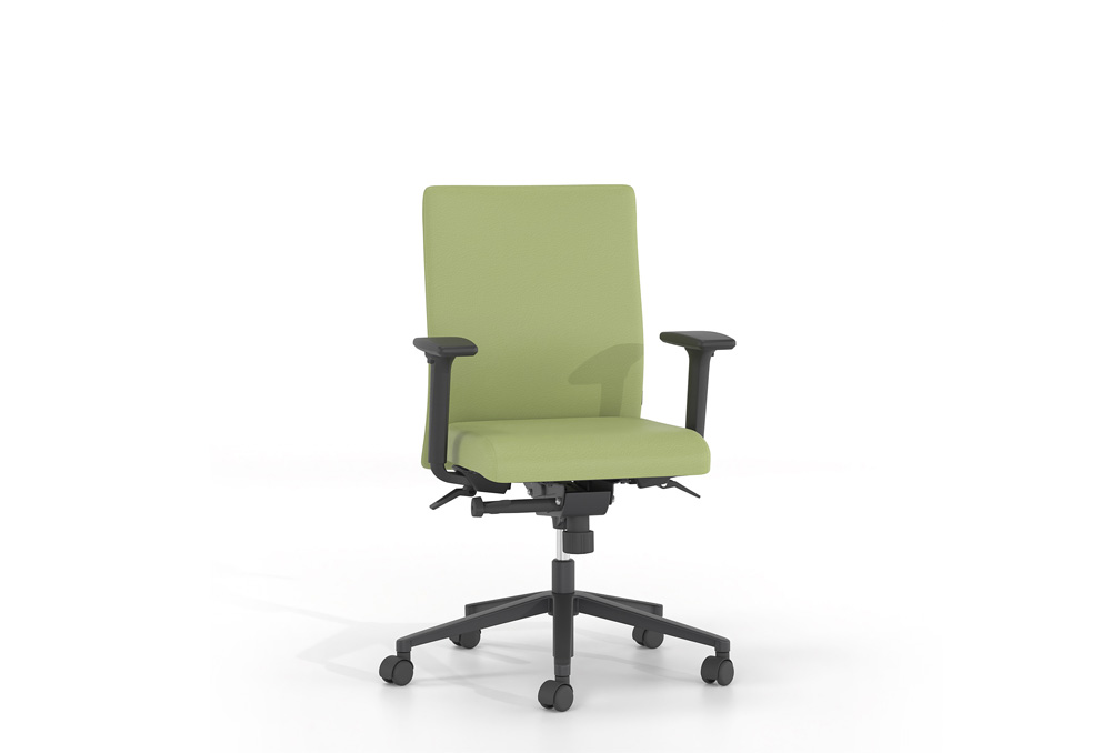 Κάθισμα Εργασίας Dromeas Smart Synchro με Μπράτσα Δερματίνη Λαχανί Πεντάνευρο Βαμμένο Ανθρακί