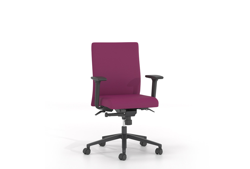 Κάθισμα Εργασίας Dromeas Smart Synchro με Μπράτσα Ύφασμα Τύπος 3 Μώβ Πεντάνευρο Μαύρο