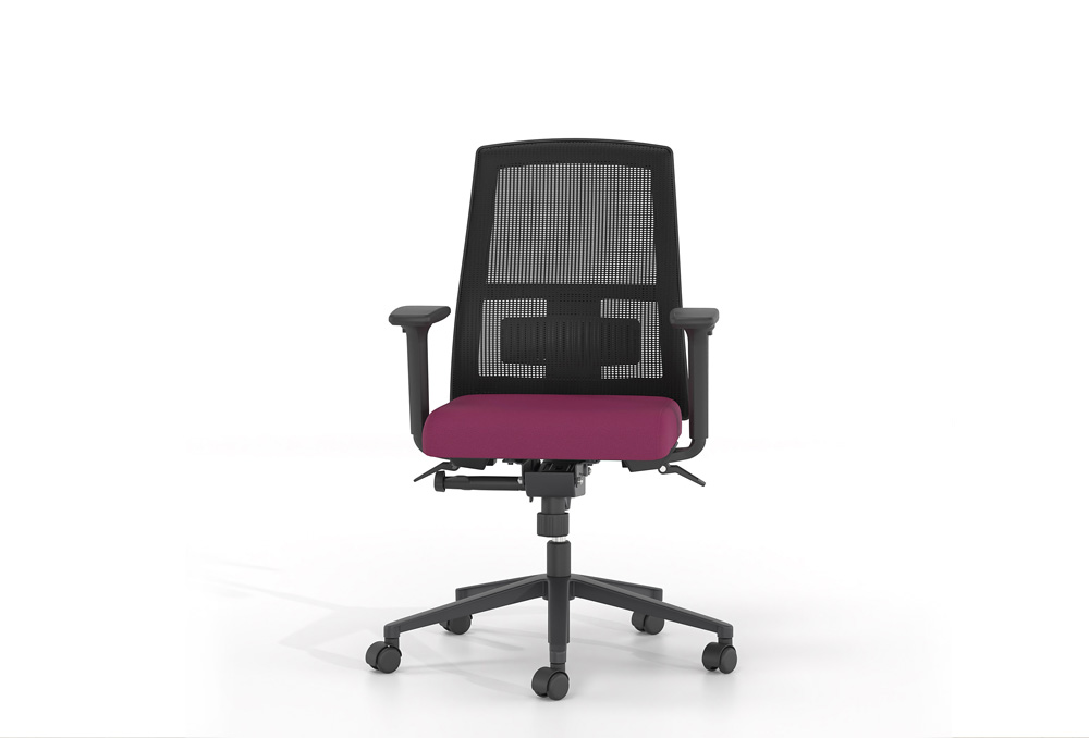 Κάθισμα Εργασίας Dromeas Action Πλάτη Δίχτυ Μαύρο Έδρα Ύφασμα Τύπος 3 Μώβ Πεντάνευρο Βαμμένο Ανθρακί