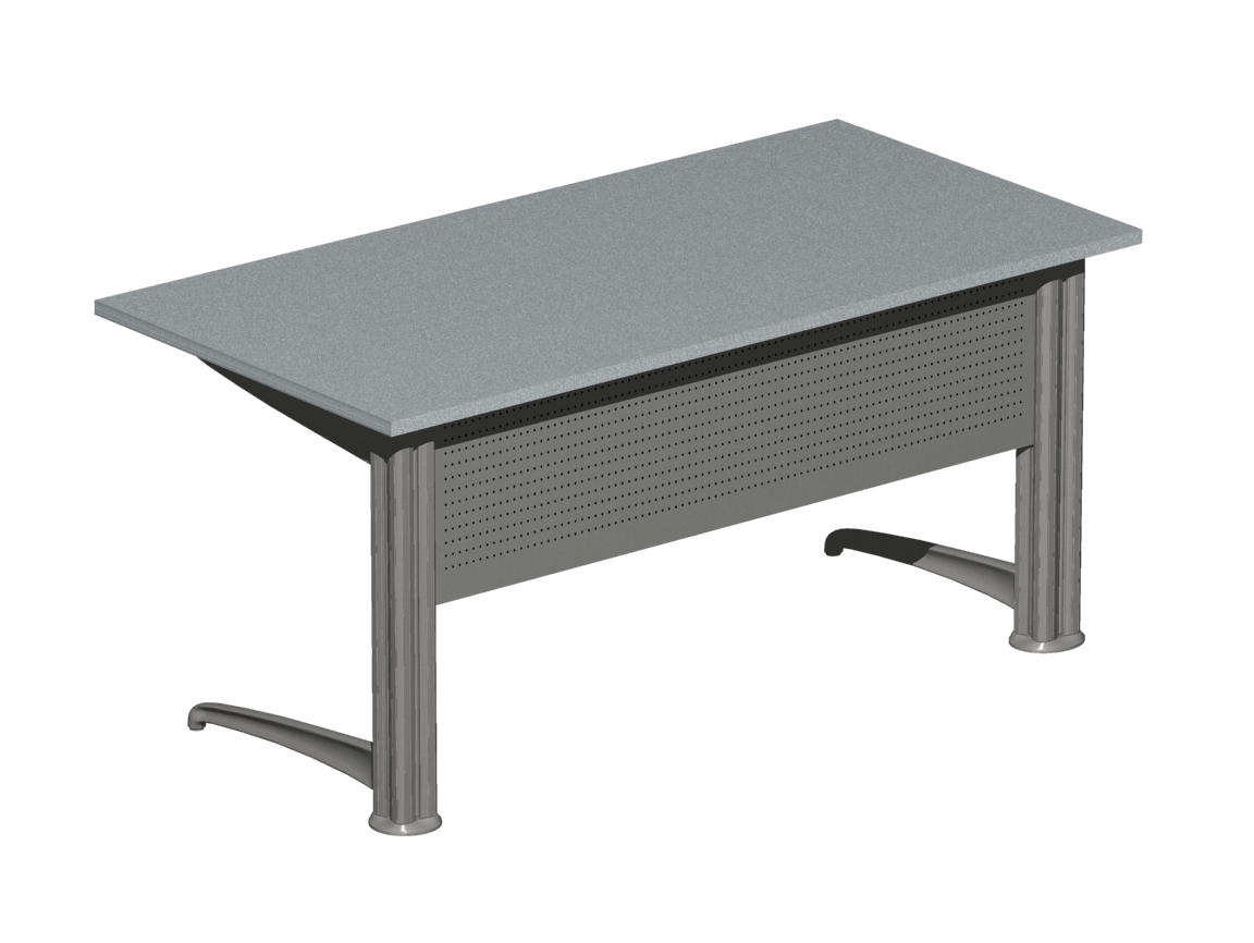 Γραφείο εργασίας Dromeas σειράς Euro New Line διάστασης 160Χ80Χ73Η με σκελετό και μετώπη σε απόχρωση γκρι ασημί και επιφάνεια σε απόχρωση γκρι ασημί