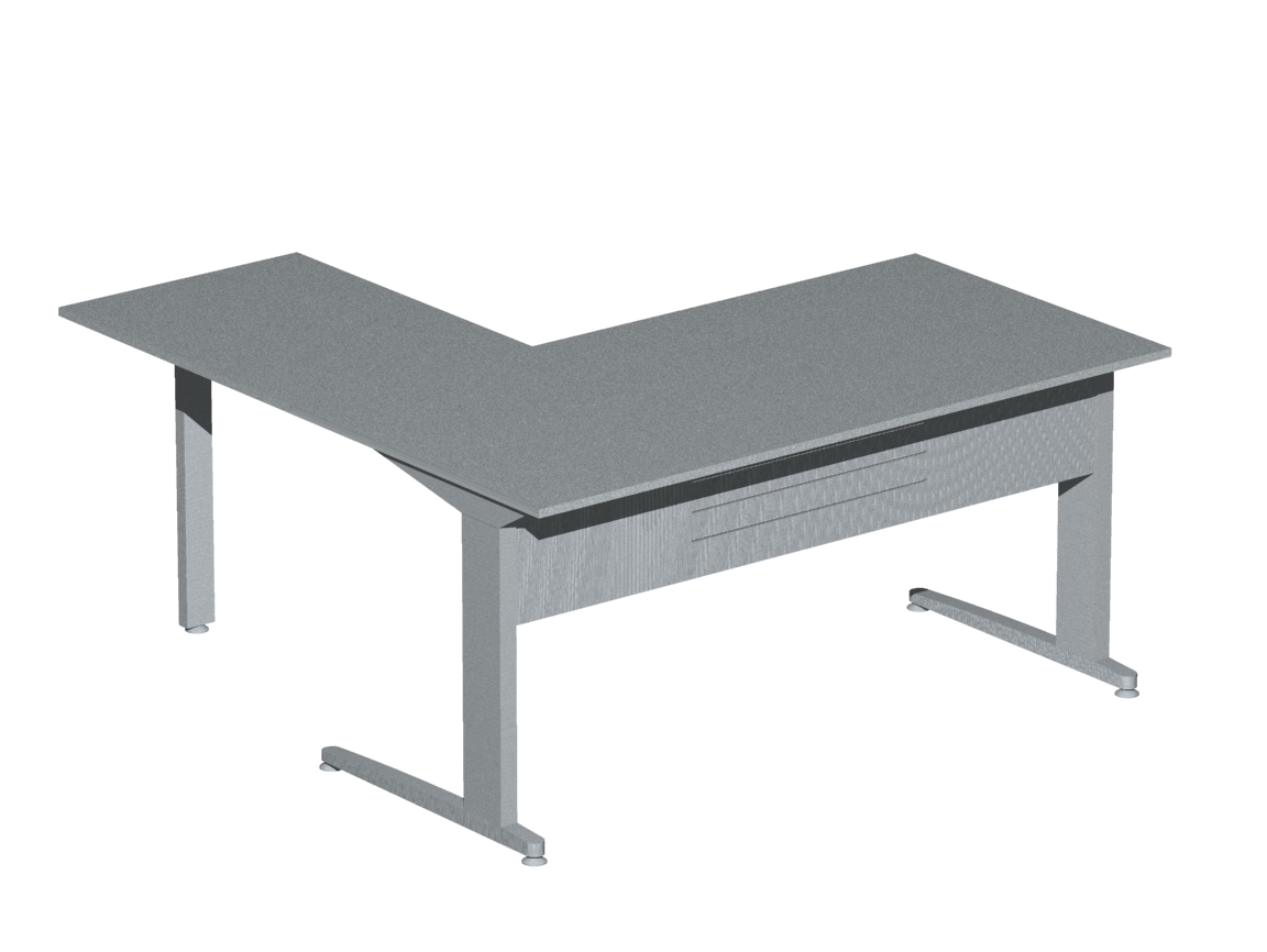 Γραφείο εργασίας Dromeas σειράς Altis διάστασης 160Χ160Χ73Η με σκελετό και μετώπη σε απόχρωση γκρι ασημί και επιφάνεια σε απόχρωση γκρι ασημί