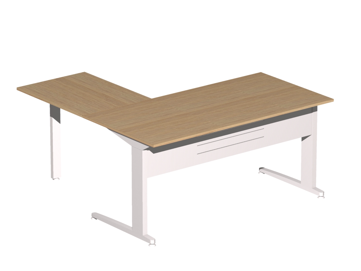 Γραφείο εργασίας Dromeas σειράς Altis διάστασης 160Χ160Χ73Η με σκελετό και μετώπη σε απόχρωση υπόλευκο και επιφάνεια σε απόχρωση φυσικό δρυς