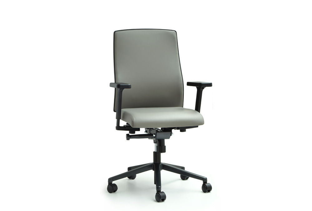 Κάθισμα Εργασίας Dromeas Action Δερματίνη Πεντάνευρο Βαμμένο Ανθρακί