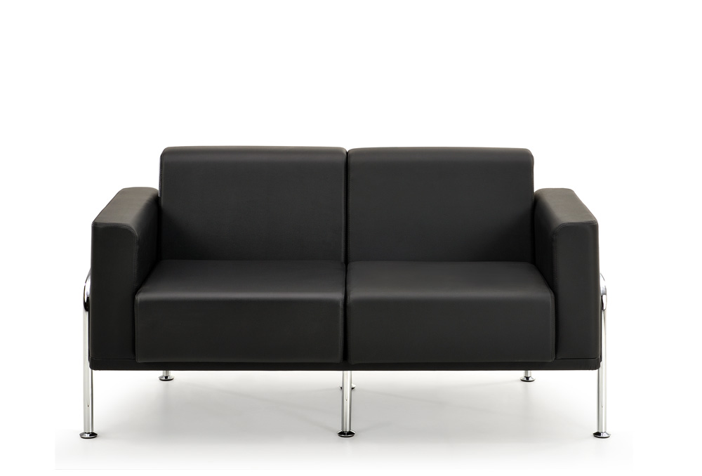 Διθέσιος Καναπές Dromeas σειράς Alis Δερματίνη Μαύρη