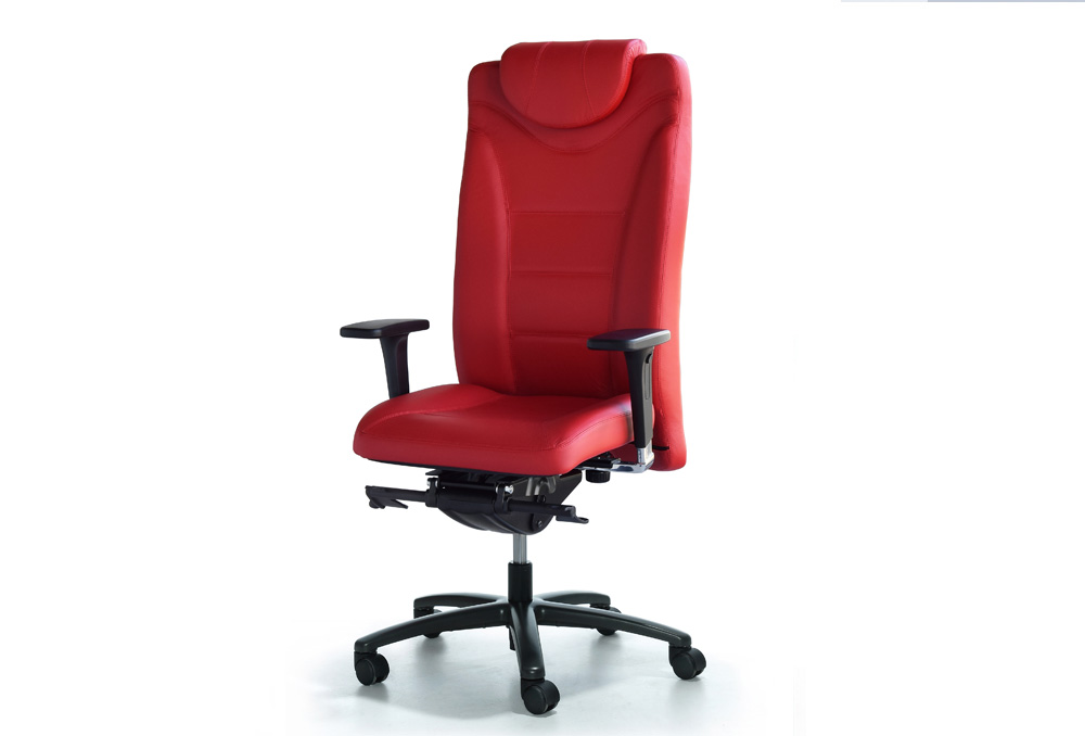 Διευθυντικό Κάθισμα Dromeas Apollo Δερματίνη Κόκκινη Πεντάνευρο Ανθρακί