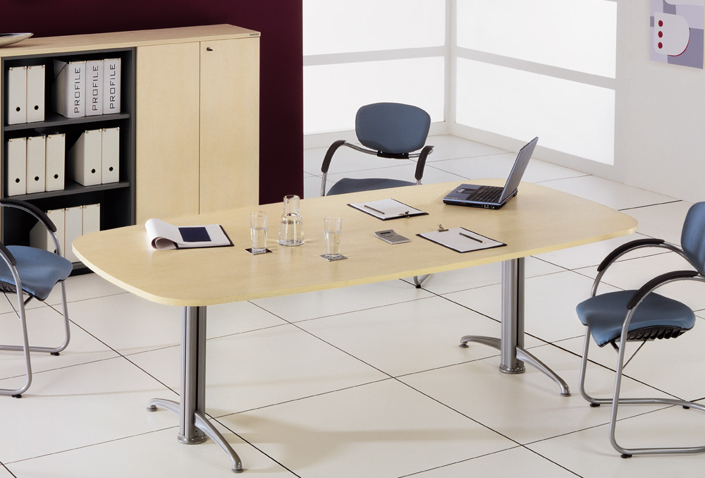 Γραφείο Συνεδριάσεων Dromeas σειράς Euro New Line διάστασης 240Χ120Χ73Η με σκελετό και μετώπη σε απόχρωση γκρι ασημί και επιφάνεια σε απόχρωση συμίδα