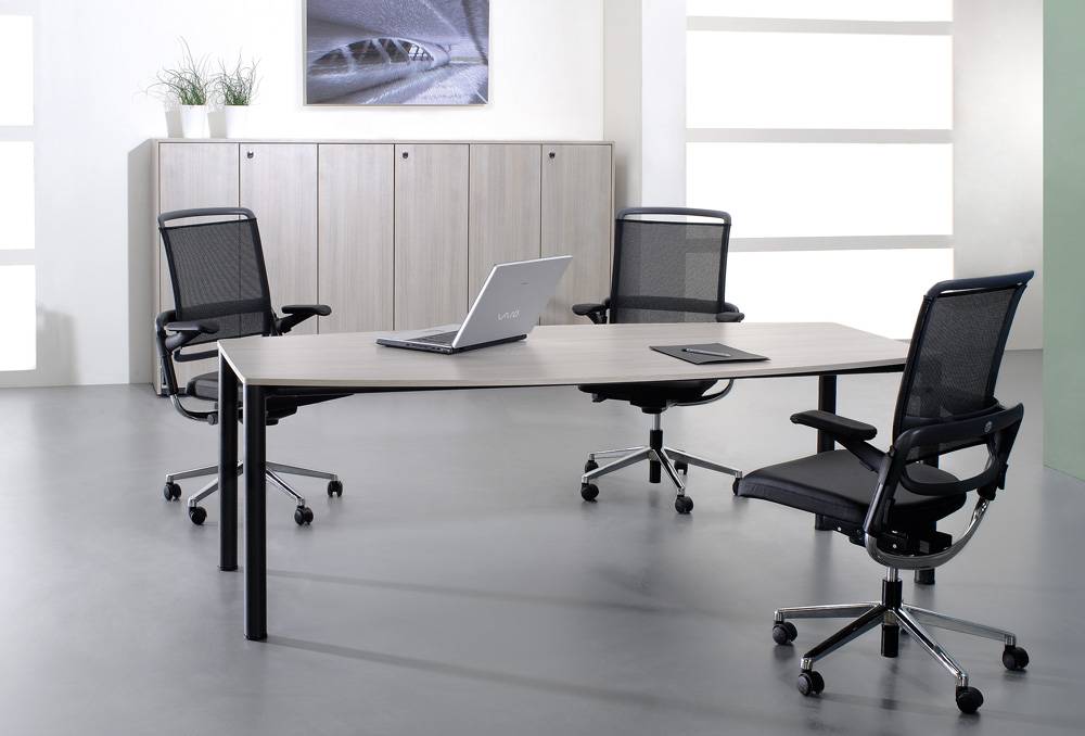 Γραφείο συνεδριάσεων Dromeas σειράς Slim διάστασης 210Χ100Χ73Η με σκελετό σε απόχρωση ανθρακί και επιφάνεια από μελαμίνη