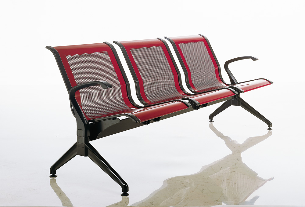 Κάθισμα Αναμονής επί δοκού Dromeas Σειράς Ikaros N Τριθέσιο Κόκκινο – Ανθρακί