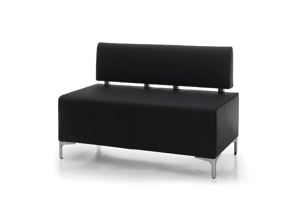 Διθέσιος καναπές Dromeas σειράς Kivos Δερματίνη Μαύρη διάστασης 120Χ60Χ82