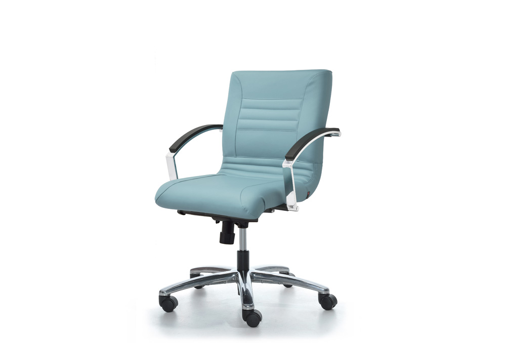 Κάθισμα Εργασίας Dromeas Line Synchro με Μπράτσα Δερματίνη Πεντάνευρο Γυαλισμένο