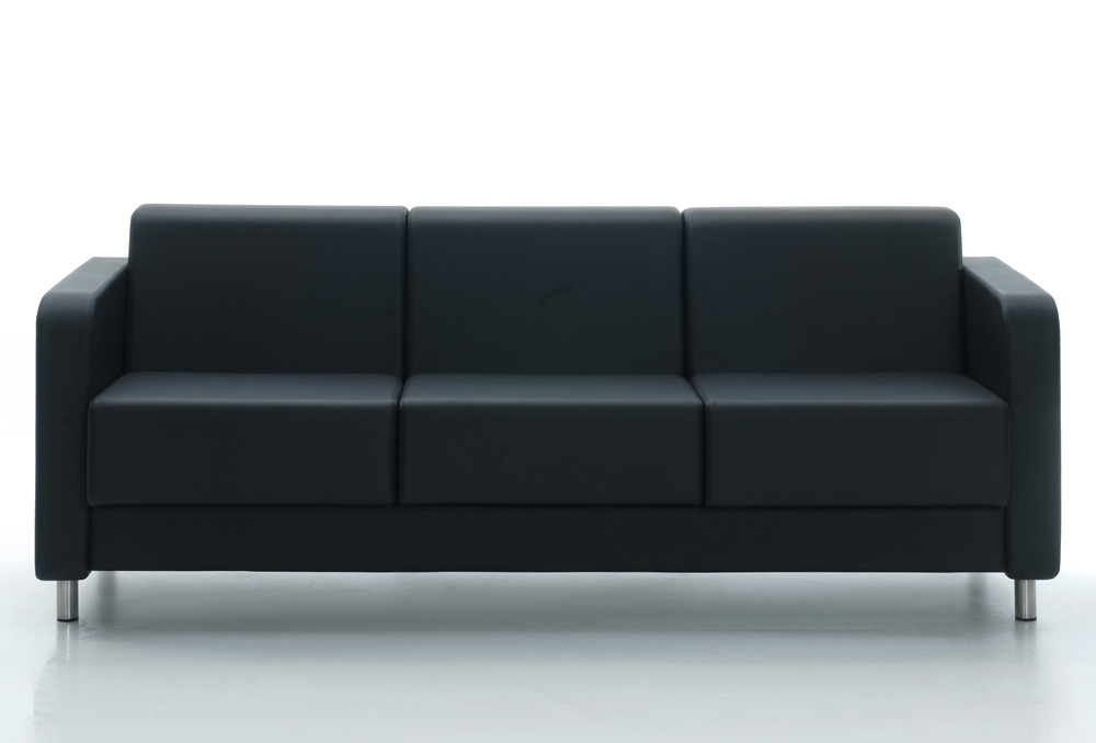 Τριθέσιος Καναπέ Dromeas σειράς Olympia Δερματίνη Μαύρη