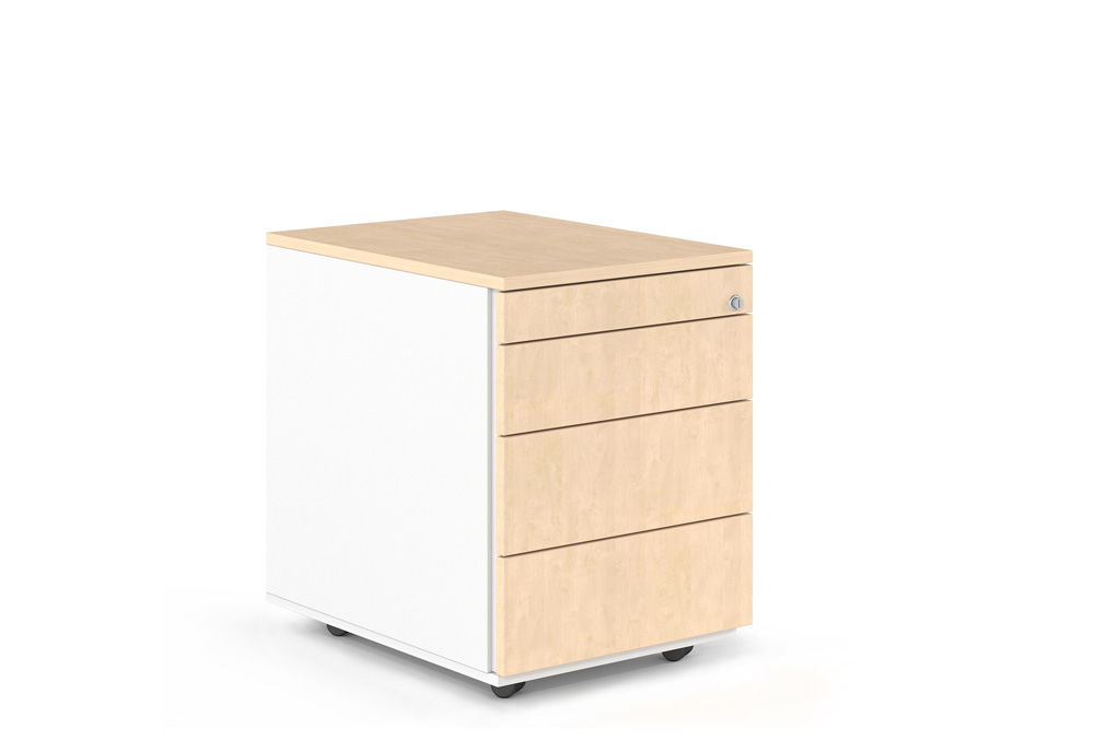 Συρταριέρα Dromeas μελαμίνης με μολυβοθήκη. Κάσωμα σε απόχρωση υπόλευκο. Καπάκι και κούτελα σε απόχρωση συμίδας.