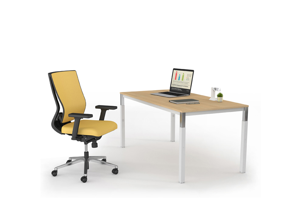 Γραφείο εργασίας Dromeas σειράς Tetra διάστασης 160Χ80Χ65-85Η με σκελετό σε απόχρωση υπόλευκο και επιφάνεια σε απόχρωση φυσικό δρυς