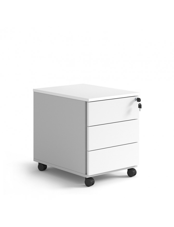 Συρταριέρα Dromeas μελαμίνης. Κάσωμα σε απόχρωση γκρι ασημί. Καπάκι και κούτελα σε απόχρωση υπόλευκο.