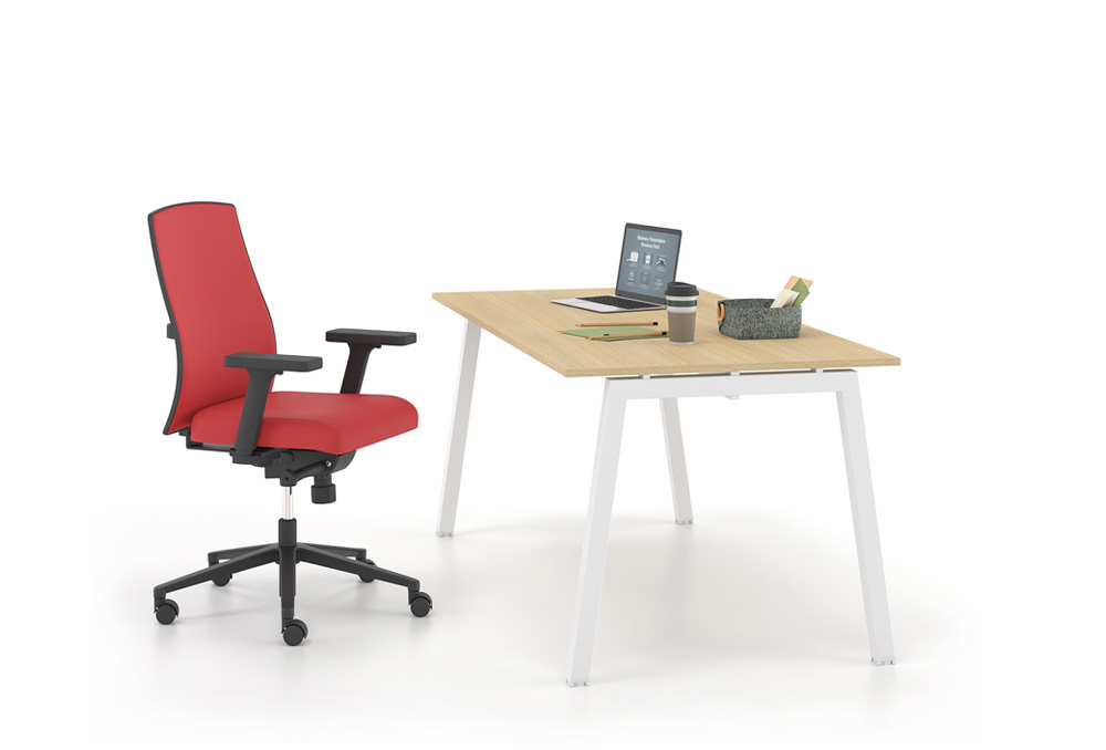 Γραφείο εργασίας Dromeas σειράς Neo Α διάστασης 160Χ80Χ73Η με σκελετό σε απόχρωση υπόλευκο και επιφάνεια σε απόχρωση φυσικό δρυς