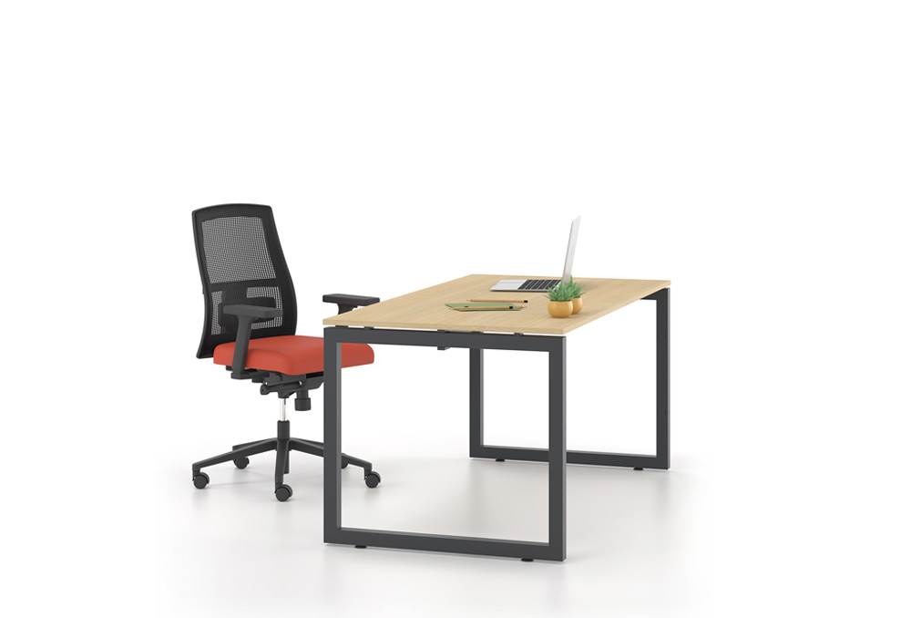 Γραφείο εργασίας Dromeas σειράς Neo O διάστασης 160Χ80Χ73Η με σκελετό σε απόχρωση μαύρο και επιφάνεια σε απόχρωση φυσικό δρυς