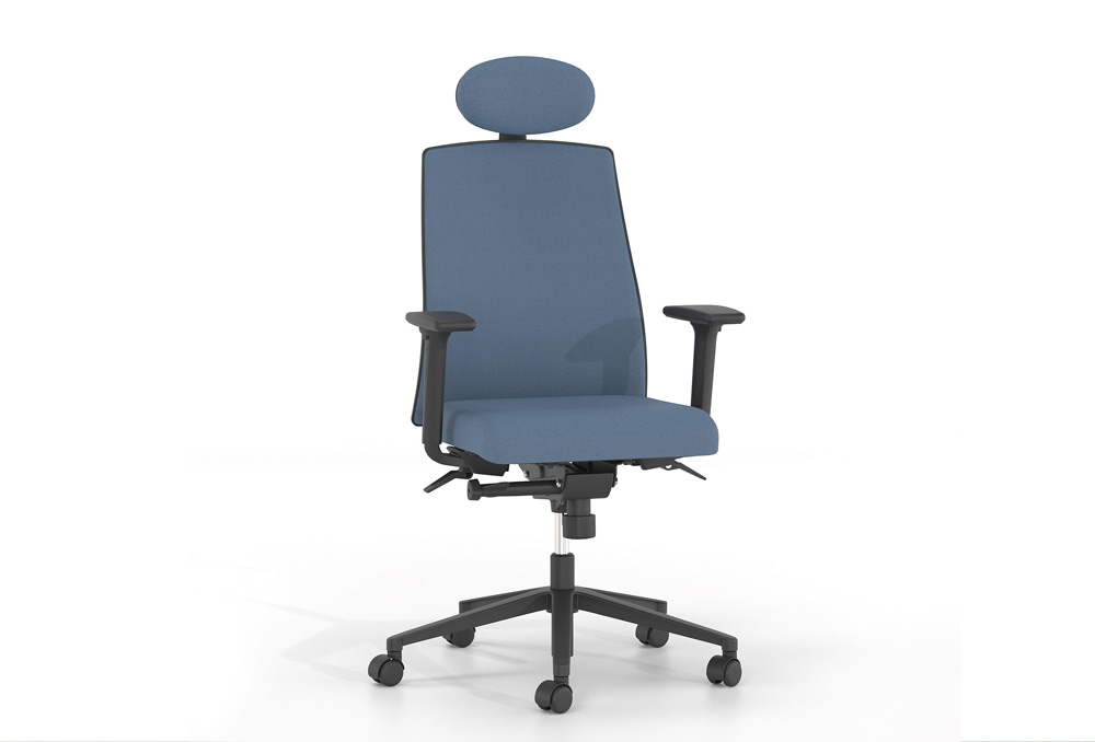 Κάθισμα Διευθυντικό Dromeas Action D Έδρα Πλάτη Δερματίνη Μπλέ Πεντάνευρο Βαμμένο Μαύρο