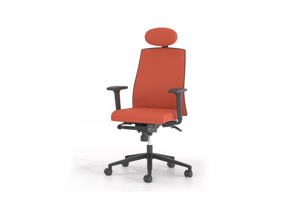 Κάθισμα Διευθυντικό Dromeas Action D Έδρα Πλάτη Ύφασμα Πορτοκαλί Πεντάνευρο Βαμμένο Μαύρο