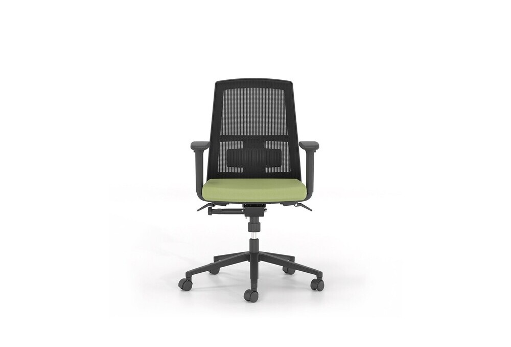 Κάθισμα Εργασίας Dromeas Action Πλάτη Δίχτυ Έδρα Δερματίνη Πεντάνευρο Βαμμένο Ανθρακί