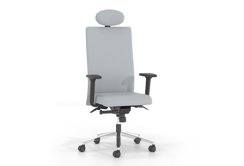 Διευθυντικό Κάθισμα Dromeas Smart D Με Προσκέφαλο Δερματίνη Γκρι Πεντάνευρο Γυαλισμένο