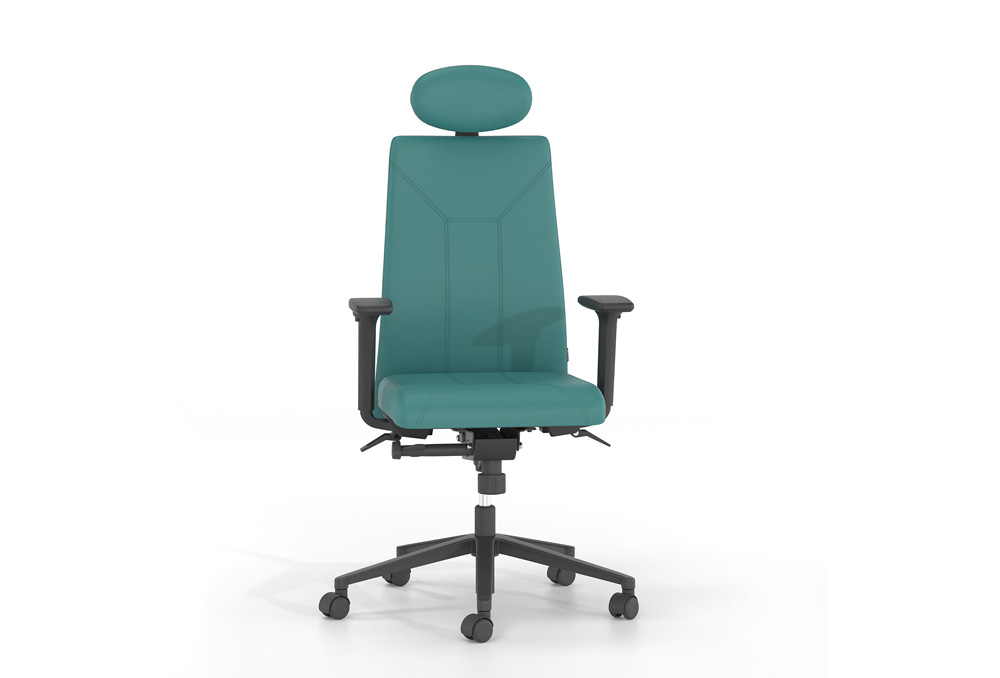 Διευθυντικό Κάθισμα Dromeas Smart D Με Προσκέφαλο Τραπεζοειδής Πλάτη Δερματίνη Πετρόλ Πεντάνευρο Μαύρο