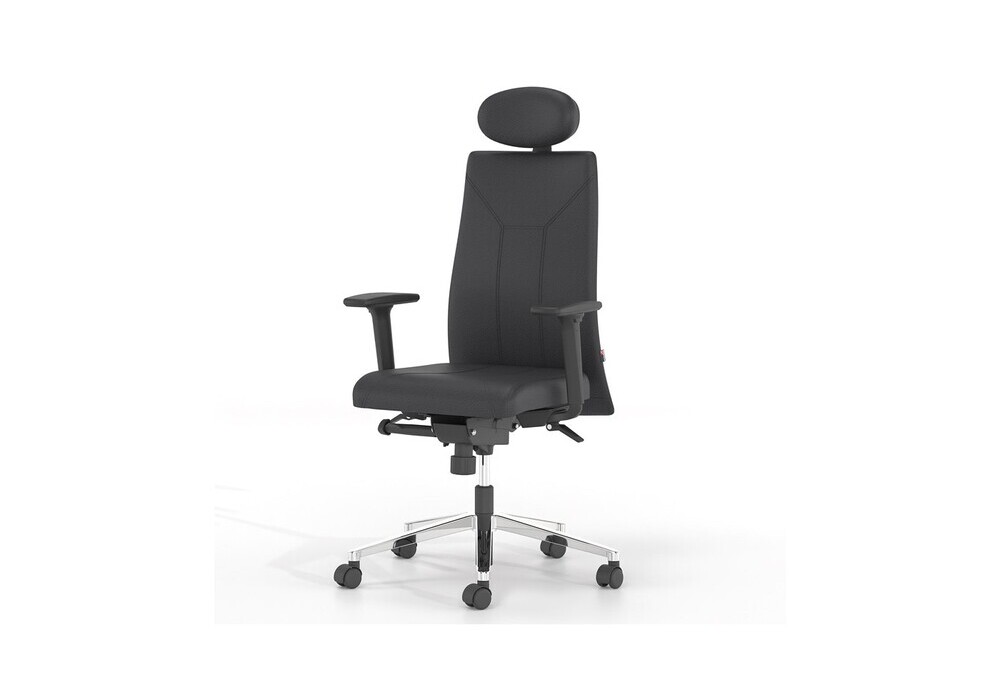 Διευθυντικό Κάθισμα Dromeas Smart D Με Προσκέφαλο Τραπεζοειδής Πλάτη Δερματίνη Μαύρη Πεντάνευρο Γυαλισμένο