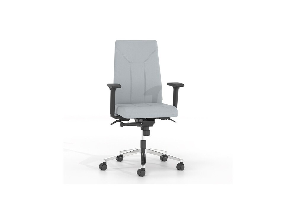 Διευθυντικό Κάθισμα Dromeas Smart D Τραπεζοειδής Δερματίνη Γκρί Πεντάνευρο Γυαλισμένο