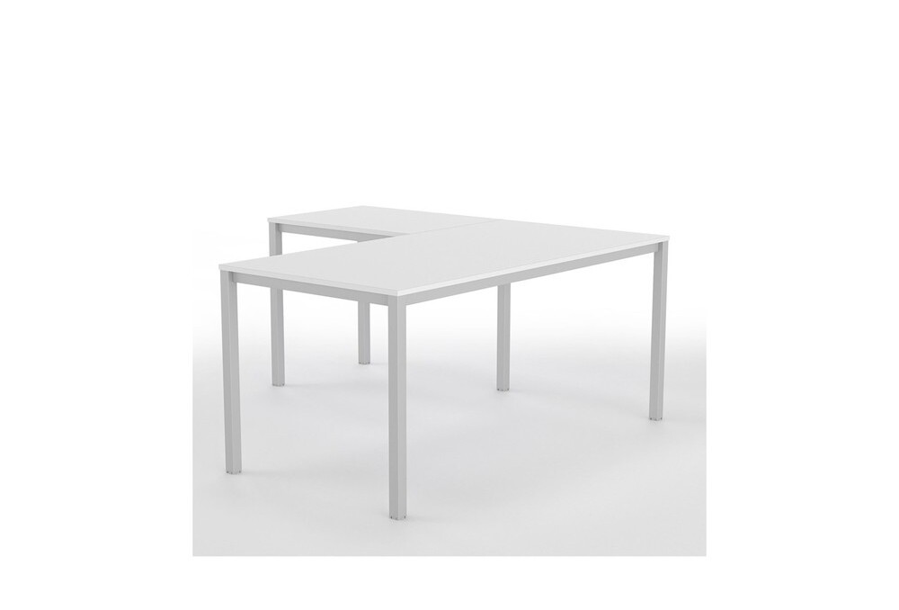 Γραφείο εργασίας Dromeas σειράς Tetra διάστασης 160Χ160Χ73Η με σκελετό σε απόχρωση γκρι και επιφάνεια σε απόχρωση υπόλευκο