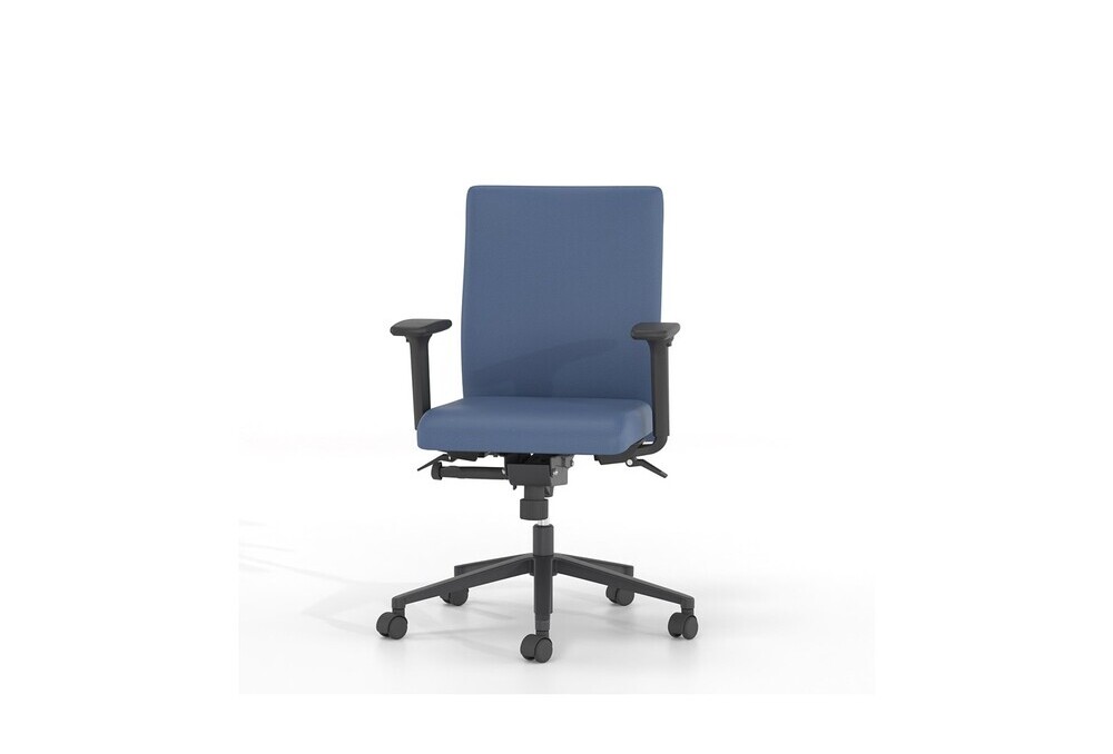 Κάθισμα Εργασίας Dromeas Smart Synchro με Μπράτσα Δερματίνη Μπλέ Πεντάνευρο Βαμμένο Ανθρακί