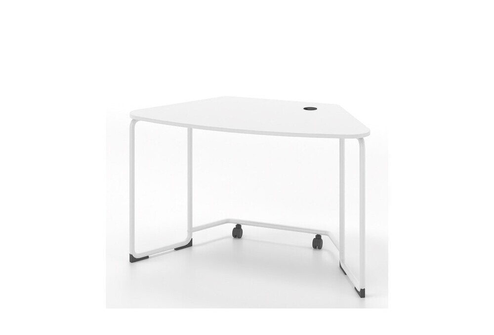 Γραφείο οικιακό Dromeas σειράς Officcino διάστασης 120Χ70Χ73Η με σκελετό σε απόχρωση υπόλευκο και επιφάνεια σε λευκή λάκα