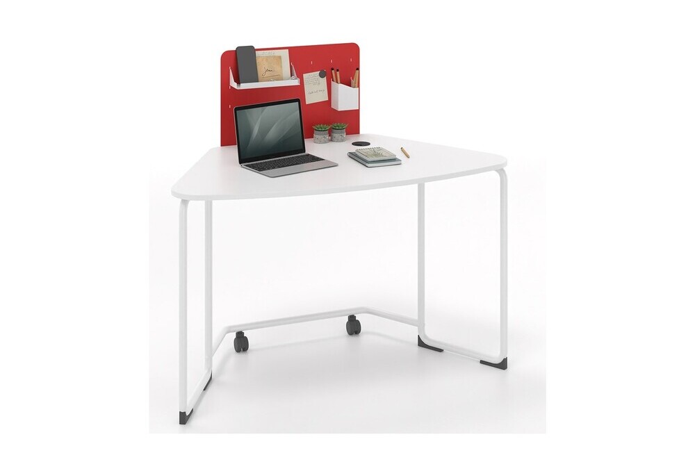 Γραφείο οικιακό Dromeas σειράς Officcino διάστασης 120Χ70Χ73Η σκελετός σε απόχρωση υπόλευκη και επιφάνεια σε λευκή λάκα , με μεταλλικό διαχωριστικό , κρεμαστο ραφάκι και μολυβοθήκη