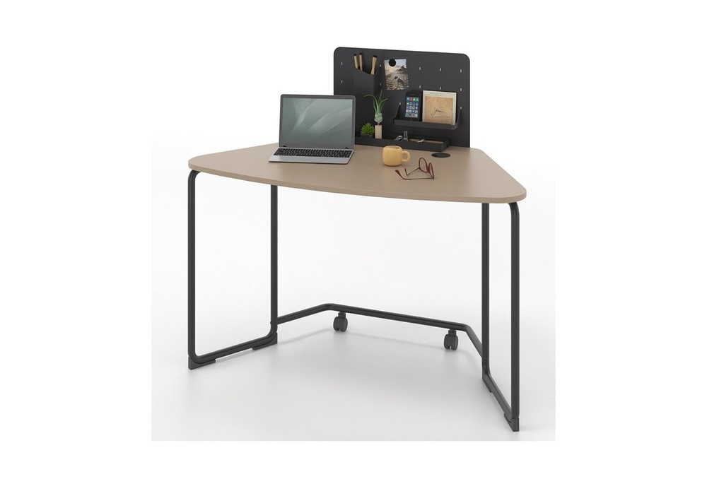 Γραφείο οικιακό Dromeas σειράς Officcino διάστασης 120Χ70Χ73Η σκελετός σε απόχρωση μαύρη και επιφάνεια σε μόκα λάκα , με μεταλλικό διαχωριστικό , κρεμαστό ραφάκι , μολυβοθήκη και επιτραπέζιο σκαφάκι