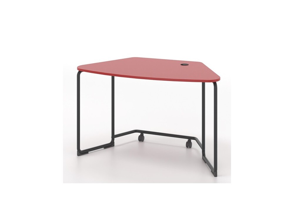 Γραφείο οικιακό Dromeas σειράς Officcino διάστασης 120Χ70Χ73Η με σκελετό σε απόχρωση μαύρο και επιφάνεια σε κόκκινη λάκα