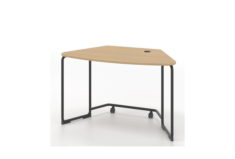 Γραφείο οικιακό Dromeas σειράς Officcino διάστασης 120Χ70Χ73Η με σκελετό σε απόχρωση μαύρο και επιφάνεια σε φυσικό δρυς