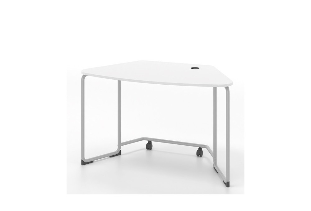 Γραφείο οικιακό Dromeas σειράς Officcino διάστασης 120Χ70Χ73Η με σκελετό σε απόχρωση γκρι και επιφάνεια σε λευκή λάκα